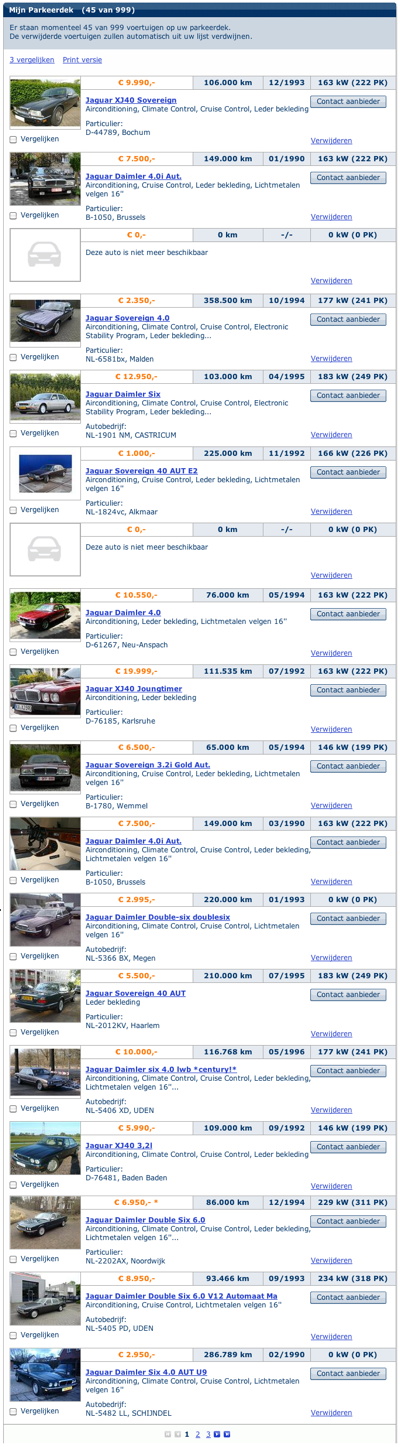 Mijn 'parkeerdek' in Autoscout24 begin juni 2012